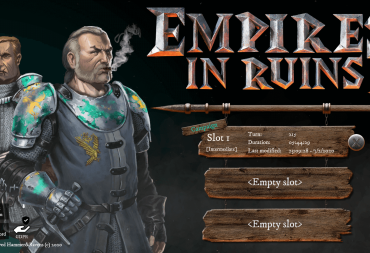 The title screen of the game Empires in Ruins
