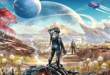 The main promotional art for The Outer Worlds