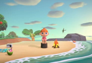 A villager relaxes on the beach in Animal Crossing: New Horizons