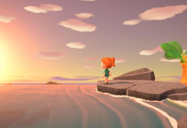 A villager gazes out at the ocean in Animal Crossing: New Horizons