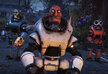 Some Protectrons in Fallout 76's Fasnacht Parade event
