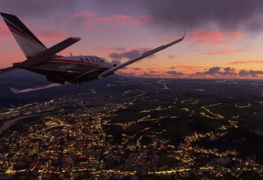 A plane in flight in Microsoft Flight Simulator