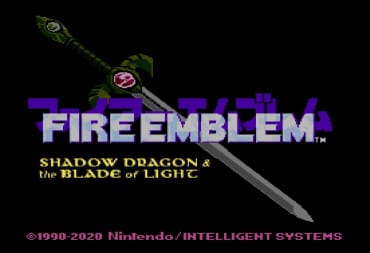 The title screen for Fire Emblem: Shadow Dragon & The Blade of Light