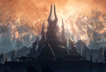 An imposing citadel in World of Warcraft: Shadowlands