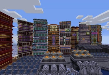 A shot from Night City's recreation in Minecraft.