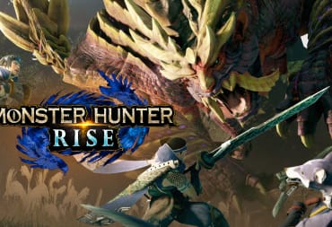 The main artwork and logo for Monster Hunter Rise