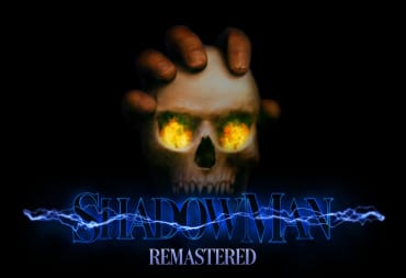 The main logo for Shadow Man Remastered, which depicts a hand grasping a skull
