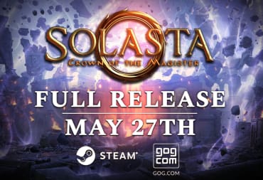 A release banner for Solasta: Crown of the Magister