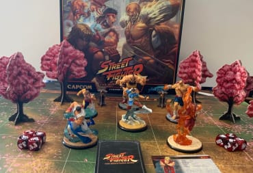 The fighters of Street Fighter in a garden map full of cardboard trees