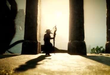 A plague doctor-type character silhouetted in the new Amazon MMO New World