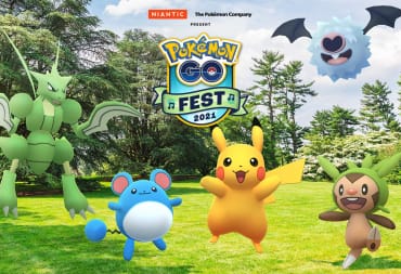 Scyther, Marill, Pikachu, and Chespin fronting this year's Pokemon Go Fest