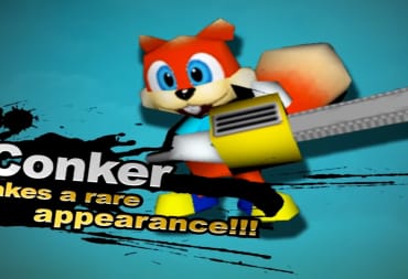The announcement image for Conker as a new character in Smash Remix, a mod for Super Smash Bros