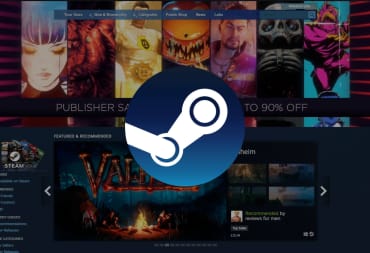 The Steam logo against a background of the storefront