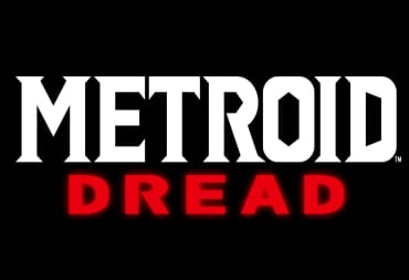 Metroid Dread's title on a black background