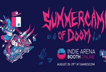 The banner for Gamescom and the MMORPG the Indie Arana Booth is running.