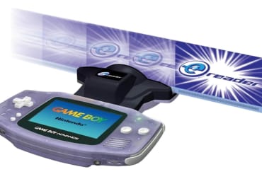 A Nintendo e-Reader, mounted on a GBA, being used.