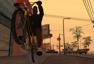 CJ riding a bike in GTA San Andreas
