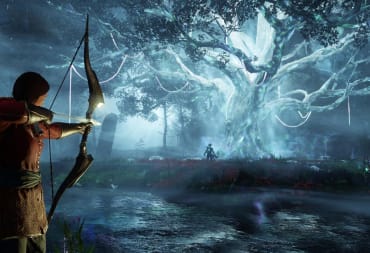 A player aiming a bow in the new Amazon MMO New World