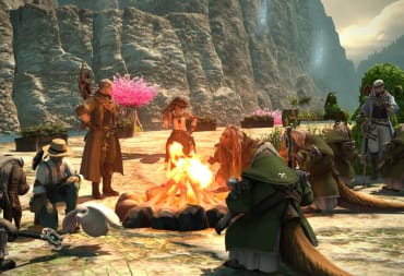 A group of adventurers around a campfire in Final Fantasy XIV