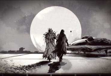 A black and white image of two Guardians walking together