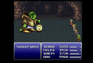 A fight with a Tonberry King in Final Fantasy VI T-Edition.