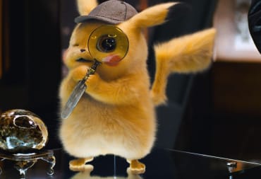 Pikachu sleuthing out some fake Pokemon cards (not really, it's a shot of him in the Detective Pikachu movie)