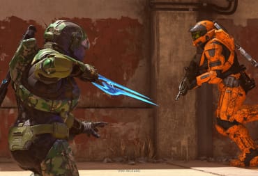 Two Spartans facing off in Halo Infinite