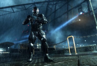 A suitably rain-swept scene in the Crysis Remastered Trilogy