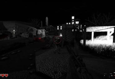 The player aiming at a zombie enemy in Kingdom of the Dead