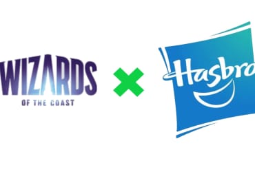 The logos of Hasbro and Wizards of the Coast on a white background