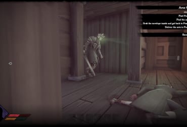 An enemy stalks the halls in new first-person stealth RPG Abermore
