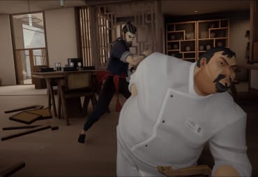 The hero of Sifu taking down a giant chef