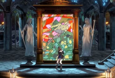 Miriam standing in front of a stained-glass window in Bloodstained: Ritual of the Night