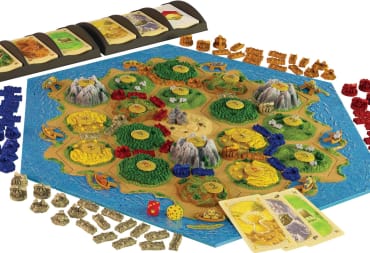 The board set up for the 3D edition of Catan
