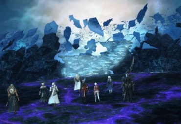 The Scions staring at a shattered crystal road in Final Fantasy XIV: Endwalker