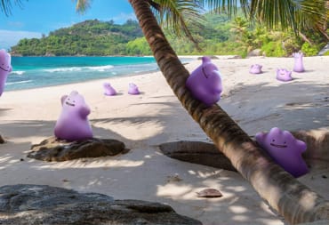 A beach with a bunch of Dittos wobbling around