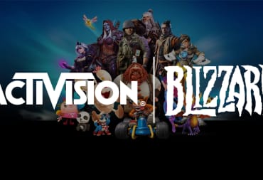 The Activision Blizzard logo over the top of some of the company's most famous characters
