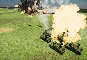 Tanks facing off against opponents in Daisenryaku SSB, a Japanese strategy sim