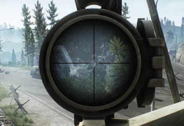 A player aiming at an enemy through a sniper scope in Escape from Tarkov