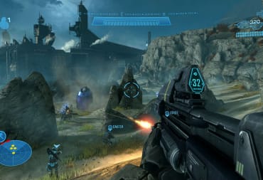 The player firing their weapon in Halo: The Master Chief Collection