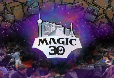 The Magic 30 logo in front of several tables of people playing cards