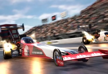 Two cars drag racing in NHRA: Speed For All