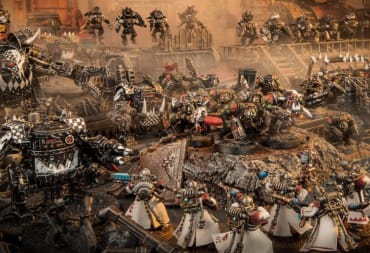 Two armies from Warhammer 40k ready to fight