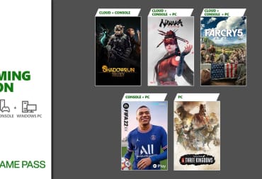 A banner image showing cover art for the five new Xbox Game Pass games in June 2022