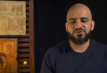 Ashraf Ismail talking during an Assassin's Creed Origins presentation in 2017