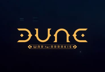 Dune: War For Arrakis, in gold text on a black background