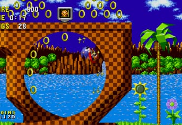 Sonic running around a loop-the-loop in Sonic Origins