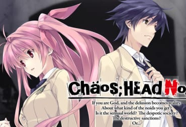Chaos; Head Noah Banned on Steam, Screenshot of a header image with the game title and two anime style characters, one male one female, standing side by side