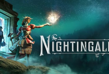 Nightingale Header via steam of a character casting a golden spell in front of a purple portal within the woods