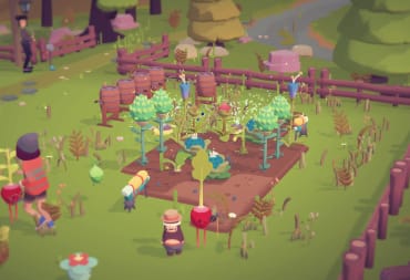 The player tending to a farm in Ooblets